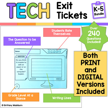 Preview of Computer Lab Exit Tickets or Warm Ups for Grades K-5 BUNDLE