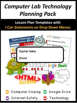 Preview of Technology Editable Lesson Plan templates - I Can Statements on Drop Down Menus