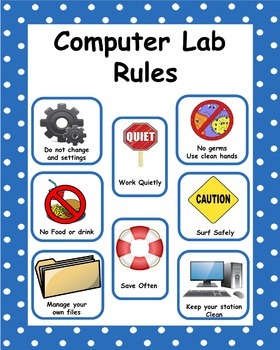 Computer Lab Rules Poster by The Teacher's Locker | TpT