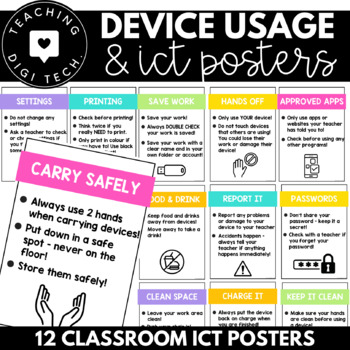 Preview of Computer Lab Rules Posters | Technology Posters | iPad Rules | Laptop Rules