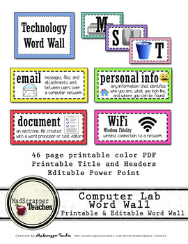 Preview of Computer Lab Tech Lab Printable Word Wall