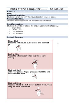 Preview of Computer Lesson Plan- Mouse Action