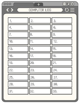 Preview of Computer Log for Tech Apps Classroom