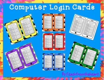 Preview of Computer Login Cards