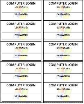 Preview of Computer Login Cards