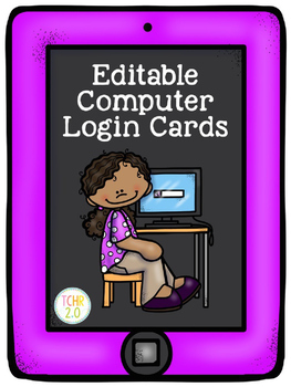 Preview of Computer Login Cards Editable Back to School