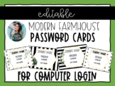 Computer Login Cards *Editable* (Modern Farmhouse Theme)