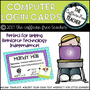 Preview of Computer Login Cards for Students