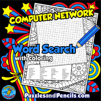 Preview of Computer Network Word Search Puzzle Activity with Coloring | Computer Science