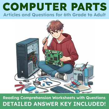 Preview of Explaining Computer Parts, Components: 37 Articles & Questions w/ Answers 6-12gr