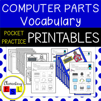 Preview of Computer Parts Vocabulary for Technology Education: Pocket Practice Printables