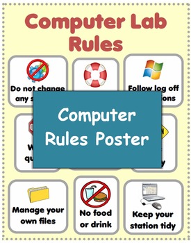 Computer Rules Poster for Classroom and Computer Lab by Classroom Caboodle