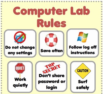Computer Rules Poster for Classroom and Computer Lab by Classroom Caboodle