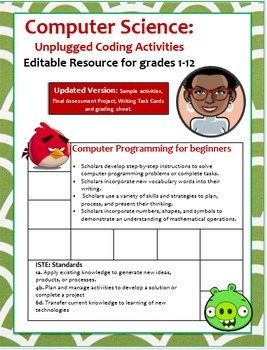 Preview of Computer Science: Computer Programming "Angry Birds Game" Editable Resource