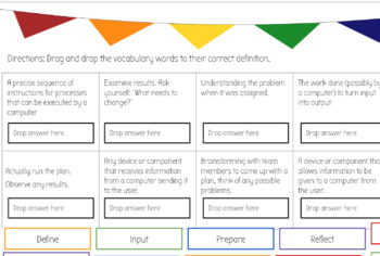 Preview of Computer Science Discoveries Unit 1 Vocabulary Worksheet (Code.org)