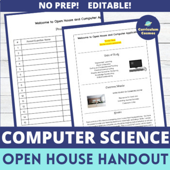 Preview of Computer Science Open House Handout and Sign In Sheet