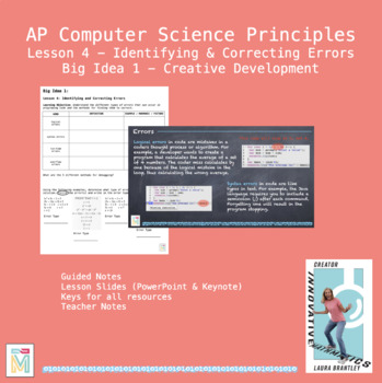 Preview of Computer Science Principles: Identifying & Correcting Errors (Big Idea 1 Less 4)