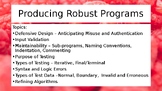 Computer Science - Producing Robust Programs - Teaching Po