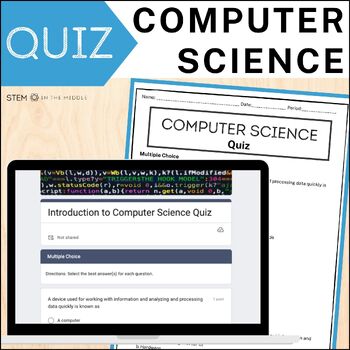 Preview of Computer Science Quiz to Assess Computer Parts, Algorithms, Flowcharts, and Code