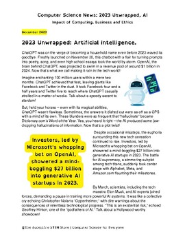 Preview of Computer Science Reading Comprehension, Impacts of Computing, AI in 2024