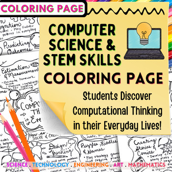 Preview of Computer Science STEM Coloring Page Computational Thinking Graphic Notes SEL