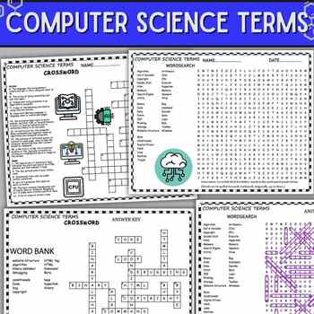 Preview of Computer Science Terms Puzzles,Wordsearch & Crosswords
