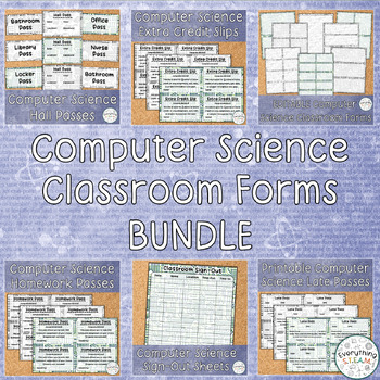 Preview of Computer Science-Themed Classroom Forms BUNDLE | STEAM Classroom Forms Bundle