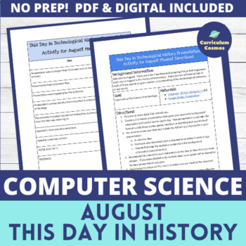 Preview of Computer Science This Day in History Facts Slideshow and Activity for August