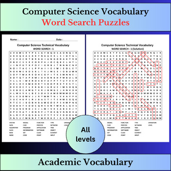 Preview of Computer Science Vocabulary | Word Search Puzzles Activities | All levels