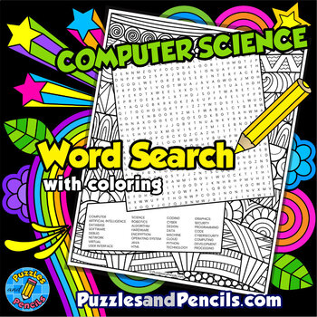 Preview of Computer Science Word Search Puzzle Activity Page with Coloring | Wordsearch