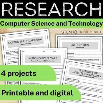 Preview of Computer Science and Digital Technology Research Projects for STEM and Sub Plans