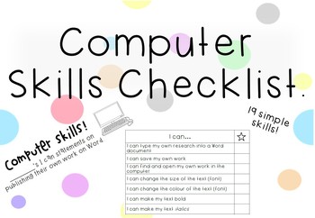 Preview of Computer Skills Checklist