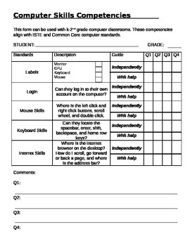 Preview of Computer Skills Competencies ISTE