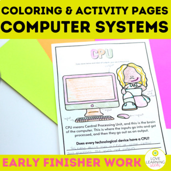 Preview of Computer Systems Coloring Pages and Review Activity Worksheets