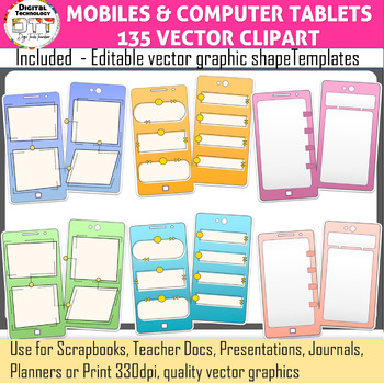 Preview of Computer Tablet Clipart, Mobile Clipart, Ipad Clipart, Iphone Clipart,