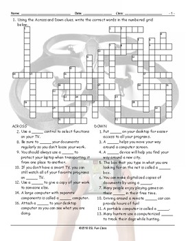 Computer Technology Crossword Puzzle by English and Spanish Language Ideas