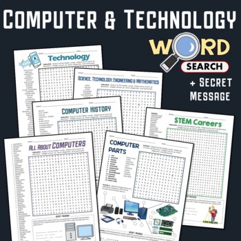 Preview of Technology Computer Word Search Activity Parts STEM Career Terminology Worksheet