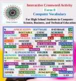 Computer Vocabulary - Crossword Interactive Activity - Form 8