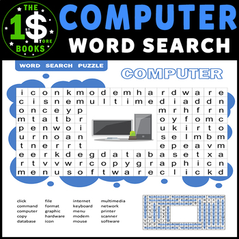 Computer Word Search Puzzle - 1 Page by The Store Books | TpT