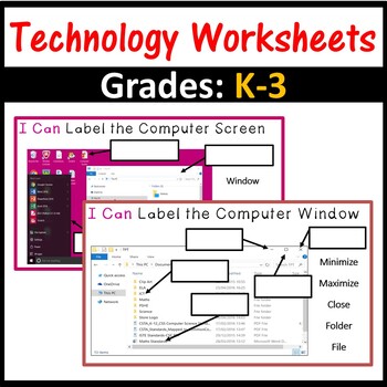Preview of Technology Computer Worksheets – Grades K-3