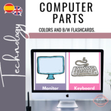 Computer parts Flashcards | Partes de la computadora B/W a