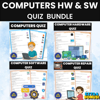 Preview of Computers Hardware and Software Quiz Bundle | Computer SW and HW Assessment