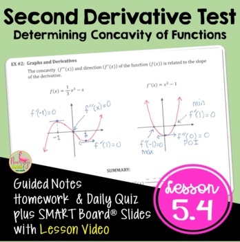 Preview of Calculus Second Derivative Test with Lesson Video (Unit 5)