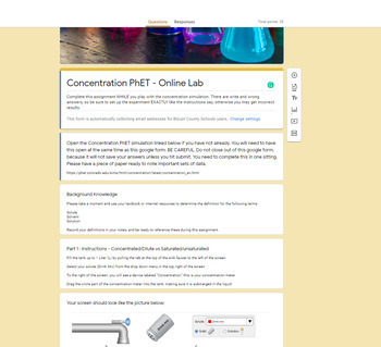 Preview of Concentration PhET - Google Form Worksheet (distance learning)