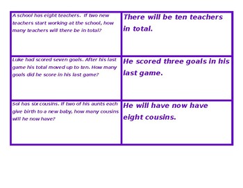 Preview of Concentration for Word Problems Purple Game