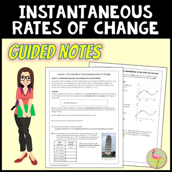 Preview of Concept of Instantaneous Rate of Change Guided Notes
