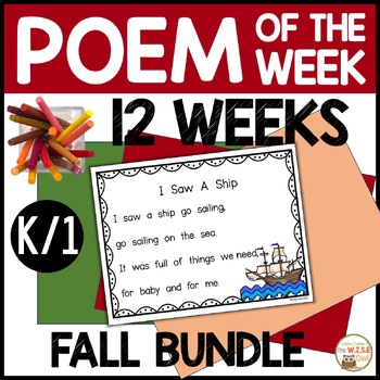 Preview of Poem of the Week FALL Kindergarten & 1st Grade Shared Reading Poetry