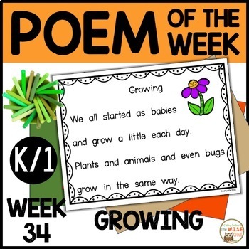 Preview of Poem of the Week GROWING UP K & 1st Grade Shared Reading Poetry life science