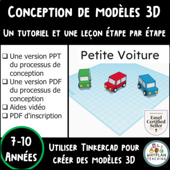 Preview of FRENCH - Modèles 3D sur Tinkercad - Leçon et Tutoriel - Vidéos Incluses
