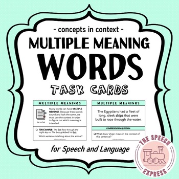 Preview of Concepts in Context: Multiple Meaning Words Task Cards for Speech and Language